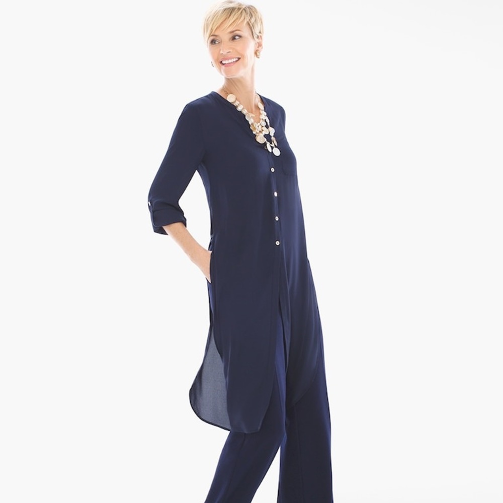 ❌ SOLD ❌ Chico's Navy Blue Side Slit Tunic 0 XS S